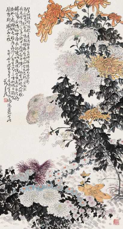 谢公展 花卉 立轴